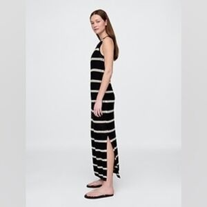 Gap Crochet Maxi Dress Black And White Stripe